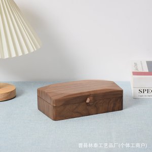 Caja de joyería de madera de nogal de 18x10,5x5,5 cm con compartimento para reloj y anillo para almacenamiento en el escritorio - Product Image 3