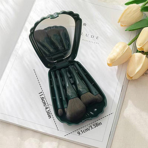 Ensemble de 5 pinceaux de maquillage professionnels avec logo personnalisé, pinceau à fond de teint portable avec boîte miroir, mini kit de <span class=keywords><strong>voyage</strong></span> rose doux pour les yeux et les lèvres - Product Image 2