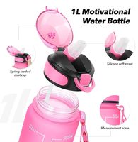 Bouteille d'eau de sport portable sans BPA, de qualité alimentaire, couleur personnalisée, 32 oz/1 L, anti-fuite, avec cordon