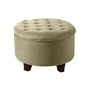 Velvet Button Tufted Round <strong>Storage</strong> Ottoman with Removable Lid Tan Ottoman <strong>Bench</strong> <strong>Storage</strong> - Product Image 5