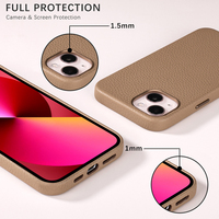 Accessoires de téléphone portable en cuir véritable grain de litchi personnalisable étui de téléphone pour iphone 15 Pro Max