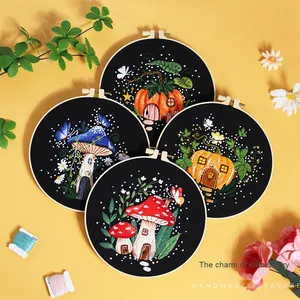 Offre Spéciale DIY Nouveau Style Champignon Citrouille Fleur <span class=keywords><strong>Broderie</strong></span> Kit pour Amazon <span class=keywords><strong>Point</strong></span> <span class=keywords><strong>De</strong></span> <span class=keywords><strong>Croix</strong></span> avec Fil <span class=keywords><strong>De</strong></span> Coton Artificiel - Product Image 2
