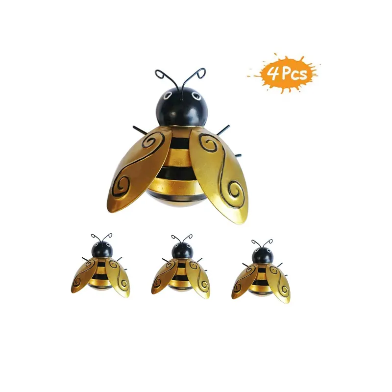 Bee Metal Wall Decor Art Decorations For Home Cute Yellow Wall Sculptures For Indoor Outdoor Home Garden