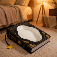 Lit-griffoir pour chat en forme de livre magique à motif lune délicat, en carton résistant à l'usure, feuille à gratter réutilisable, nid douillet pour animaux de compagnie d'intérieur