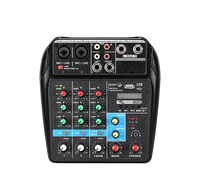 Mezclador de Audio Digital de 4 Canales con Efectos, Consola de Mezclas de Formato Pequeño con Preamplificadores de Micrófono para DJ, Transmisión en Vivo, Karaoke, Grabación