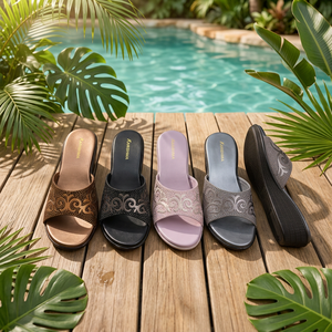 Sandalias Planas de Mujer con Tiras de Crochet, Chanclas Decorativas con Punta Abierta para Playa y Exteriores - Product Image 1