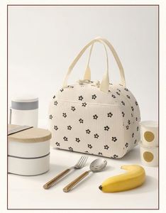 Large Capacity Corduroy Tote Bag Reusable Insulated Thermal School Work Picnic Travel Cooler Lunch Box Bag Food Drink Packing - Product Image 2