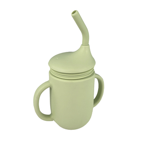Gobelet d'apprentissage pour tout-petits Benhaida, durable, grand format 280 ml, sans BPA, anti-fuite, en silicone, avec paille et poignée - Product Image 4