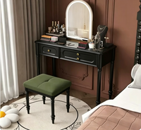 Table de toilette médiévale en bois massif, table de toilette française couleur crème pour chambre à coucher, bureau de maquillage moderne extensible
