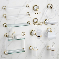 Vente flash - Ensemble d'accessoires de salle de bain en céramique de haute qualité au design européen luxueux avec distributeur de savon inclus pour hôtel et cuisine
