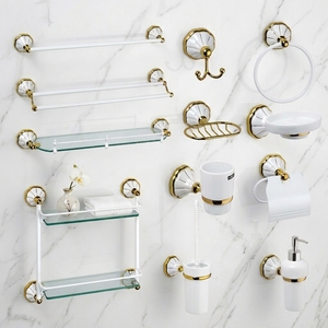 Set di Accessori per Bagno in Ceramica di Alta Qualità, Design Europeo di Lusso, con Dispenser di <span class=keywords><strong>Sapone</strong></span> Incluso, per Hotel e Cucina - Product Image 1