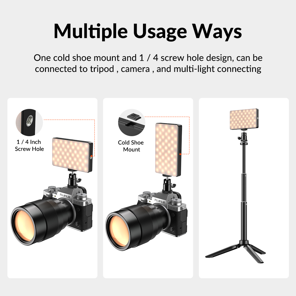 Apexel FL07 RGB LED Light Kit CRI95+ Dimmable Pocket for Photography Vlogging