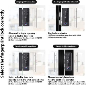 Serrure de porte réseau WiFi, application Tuya connectée, alliage d'aluminium, méthodes de déverrouillage multiples, porte coulissante en verre, serrure de porte double pour bureau, entreprise - Product Image 6