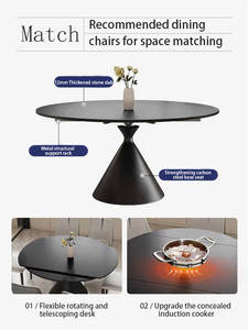 طاولة دائرية جديدة لعام <span class=keywords><strong>2025</strong></span> بتصميم عصري بسيط وفاخر للاستخدام المنزلي، قابلة للدوران والتمدد - Product Image 5
