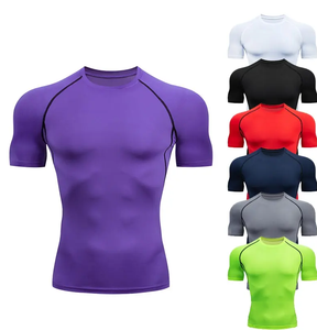 T-Shirt Sportiva da Uomo a Compressione per Palestra e Allenamento <span class=keywords><strong>con</strong></span> Stampa Logo Personalizzato, Maglietta a Manica Corta ad Asciugatura Rapida - Product Image 2