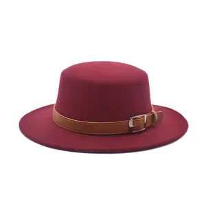 Frauen und Männer einfarbig breite Krempe Wolle klassisches Design Fedora Filzhüte