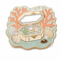 Broche personnalisée en émail souple avec perle et corail, plaquée or, thème féerique pour Halloween et cadeaux de la Fête Nationale