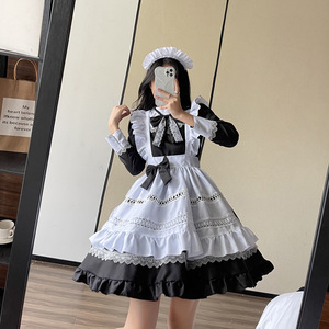 British Style Long Sleeve Maid Outfit Black Polyester Cosplay Costume For Anime Role Play 14 Years Up - Product Image 3