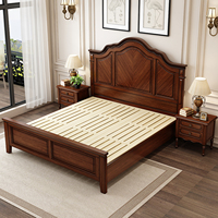 Lit en bois massif de style américain, lit en acajou, mobilier de chambre et d'hôtel minimaliste vintage, lit de mariage Queen-size, lit double