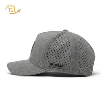 Gorra Trucker de Malla Transpirable T&L 4U, 6 Paneles, Ajustable, Unisex, Gris, Deportiva, de Moda, para Viajes, con Logotipo de Goma en Relieve y Bordado 3D