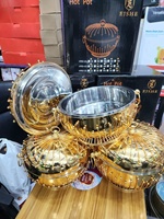 Recipientes para Servir Comida Eid Mubarak de 3.5L, 4.5L y 5.5L, Diseño de Jaula de Pájaro Dorada de Lujo, Calentadores de Comida para la Cena del Ramadán, Decoración para Festivales Árabes