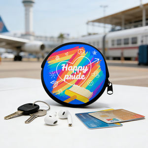 Durable Sublimation Blank Neoprene Zipper Coin Pouch - Single-Sided Printable Round Small Purse for Customized Designs - Product Image 2
