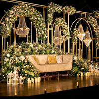 Hochzeits-Requisiten: Eiserner Bildschirm für Hochzeitsbühnen-Layout, Goldener Metallbogen für den Empfangsbereich, Dekorativer Hintergrundrahmen
