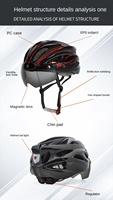 Nouveau casque de cyclisme avec visière magnétique et éclairage arrière, PC EPS, 18 aérations, réglable pour vélo de route et trottinette électrique pour adultes