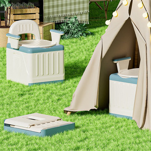 Portable Toilet <b>For</b> Children Adults Outdoor Camping Vehicle Use Foldable No Installation Required PP Material Modern Design - Product Image 1
