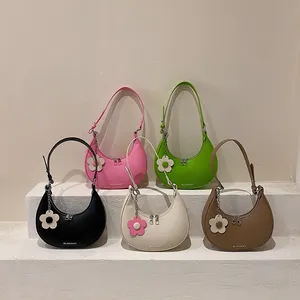 SL190 52 Spring New Women's Bags Happy Color Dressing Underarm Moon Bag Handbags Shoulder Bag