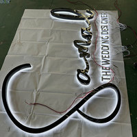 Lettres murales 3D rétroéclairées en acier inoxydable miroir titane noir, étanches IP65, pour enseignes publicitaires d'entreprise, d'hôpital ou de porte
