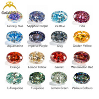 Sertifikat GRA Goldleaf Batu Moissanite Buatan Laboratorium Potongan Oval VVS Batu Permata Lepas Warna Oranye Merah Berlapis
