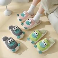 Nouvelles pantoufles en coton grenouille pour femmes, design d'hiver, vente en gros, automne-hiver, pantoufles en peluche de dessin animé mignonnes pour l'intérieur