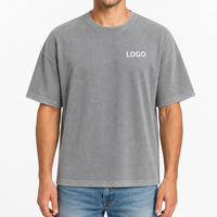 T-shirt décontracté en coton tricoté 260 g/m² 100 % coton, lavage vintage, coupe classique, manches courtes, style streetwear pour hommes et femmes