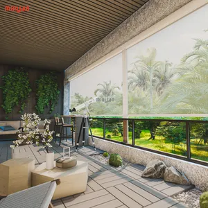 Motorlu açık silindir güneş gölgeleme Zip ekran geniş bıçak elektrikli balkon güneşlikler Shades & panjurlar dış mekan kullanımı için