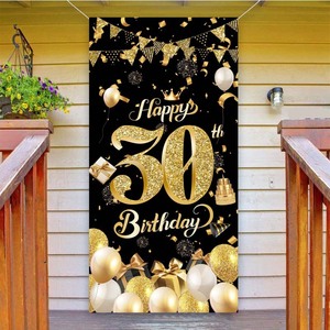 Bannière de porte scintillante Or Noir pour 30e <span class=keywords><strong>anniversaire</strong></span>, Décoration de fête <span class=keywords><strong>Joyeux</strong></span> <span class=keywords><strong>Anniversaire</strong></span>, <span class=keywords><strong>Affiche</strong></span> de fond - Product Image 1