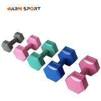 Haltères hexagonaux écologiques recouverts de plastique 1-6 KG 3-15 LB, remplis de ciment et de sable, pour l'exercice des bras