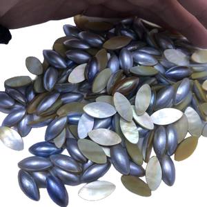 Perlas de Concha Ma Yan, Color Gris Azulado, Naturales, de Agua de Mar, Forma Ovalada, para Fabricación de Joyería y Manualidades - Product Image 4