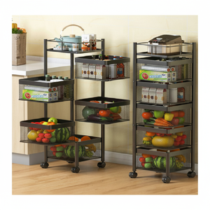 Étagère Métallique Rotative à 5 Niveaux, Organisateur de Légumes et Fruits pour Cuisine, Chariot de Rangement, Panier à Oignons et Pommes de Terre EDPRMS000 - Product Image 1