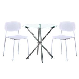 Mesa de Comedor Moderna con Tapa de Vidrio Templado Transparente y Patas Metálicas, Diseño Nuevo, para 4 Personas, Muebles para Comedor de Villa - Product Image 6