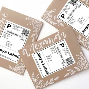 Ukuran A4 2 label per lembar, stiker Die Cut alamat dengan perekat untuk Printer Inkjet untuk label pengiriman kertas dapat dicetak