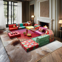 Ensemble de canapé sectionnel modulaire de salon indien Style Mahjong avec caractéristiques de salle de narguilé arabe pour sièges de sol de pouf de tapis de yoga