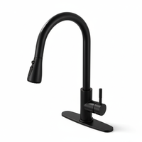 Robinet de cuisine moderne minimaliste en acier inoxydable 304, à arc haute extensible, anti-éclaboussures, à commande monocommande