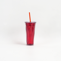 Gobelets isothermes transparents JWAY en plastique sans BPA de 20 oz, à double paroi, avec paille et couvercle, pour boissons froides, vente en gros