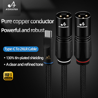 Câble audio en cuivre pur Type C vers double XLR mâle/femelle pour amplificateur, mixeur, haut-parleur avec prise XLR 3 broches en cuivre pur plaqué or