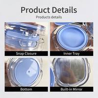 Estuche Compacto Transparente Personalizado OEM con Bandeja para Maquillaje, Espejo Integrado y Cierre a Presión, Material ABS.
