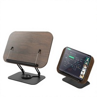 Support de lecture de bureau, support de livre, support d'ordinateur, rotation à 360 degrés, pliable, multifonctionnel, étagère en métal, pour personne paresseuse