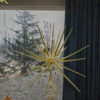 14 Zoll Klassischer Starburst Baumspitzen-Dekor Explodierender Goldstern Dekoration mit Kunststoff-Eisenbasis Weihnachtsbaumspitze Feiertagsheimdekoration