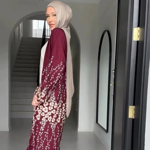 عباءة لوريا الأنيقة المطرزة ذات الأكمام الطويلة من البوليستر للنساء المسلمات، مناسبة للصيف والخريف وحفلات الزفاف، تصميم محتشم - Product Image 1