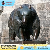 Ornement paysager extérieur fait main, sculptures décoratives en bronze et laiton d'animaux sauvages, ours brun et noir, grande taille, figurine, statue